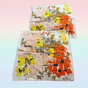 Vintage 1970 Vera Neumann Floral Multicolored Napkins Set Of 2